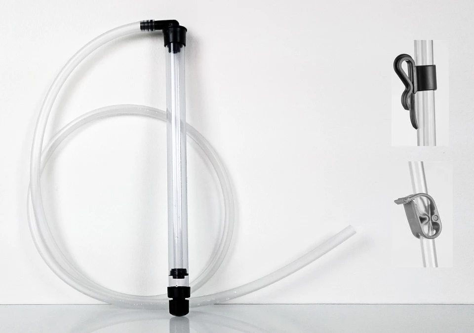 Pumphävert 33cm (Auto-siphon) med 1,5m slang, klämma och hållare